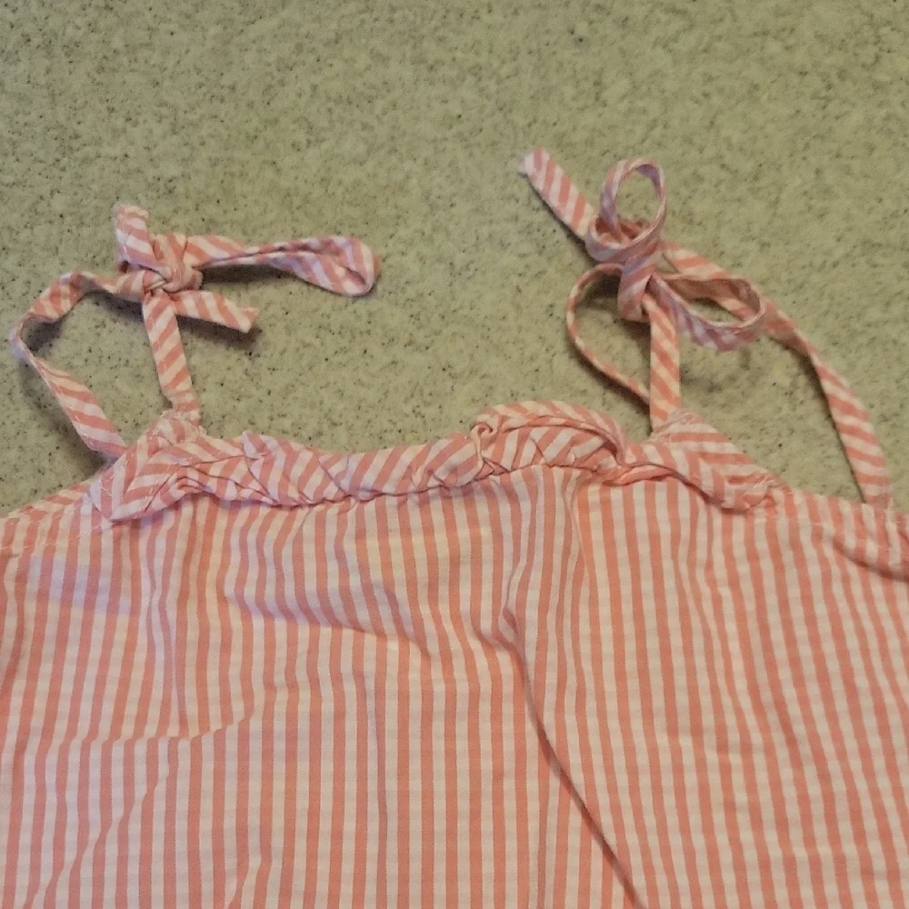 Oshkosh Pink Striped Sleeveless Dress with Floral Embroidery Size 2T Cotton